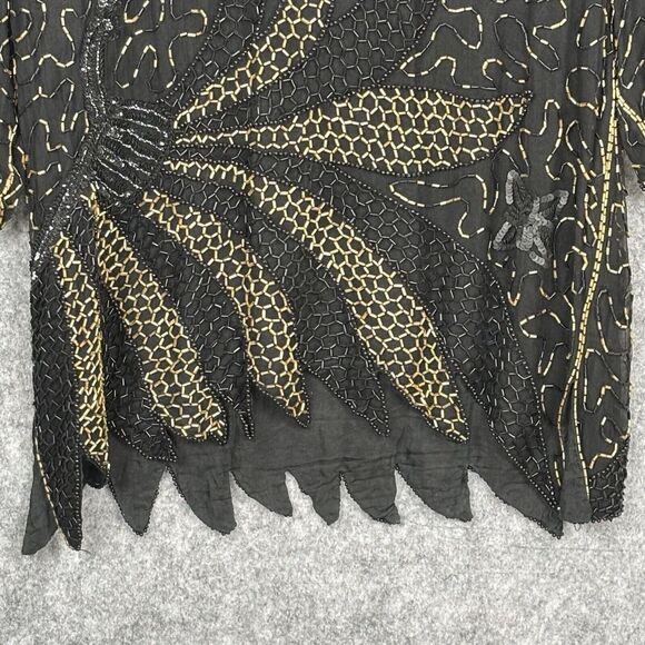 Vintage Mark John II Intricate Beaded Silk Top Size M Sequins Cocktail Party NYE - Picture 4 of 10